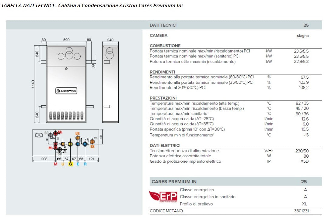 CALDAIA ARISTON CARES PREMIUM IN 25